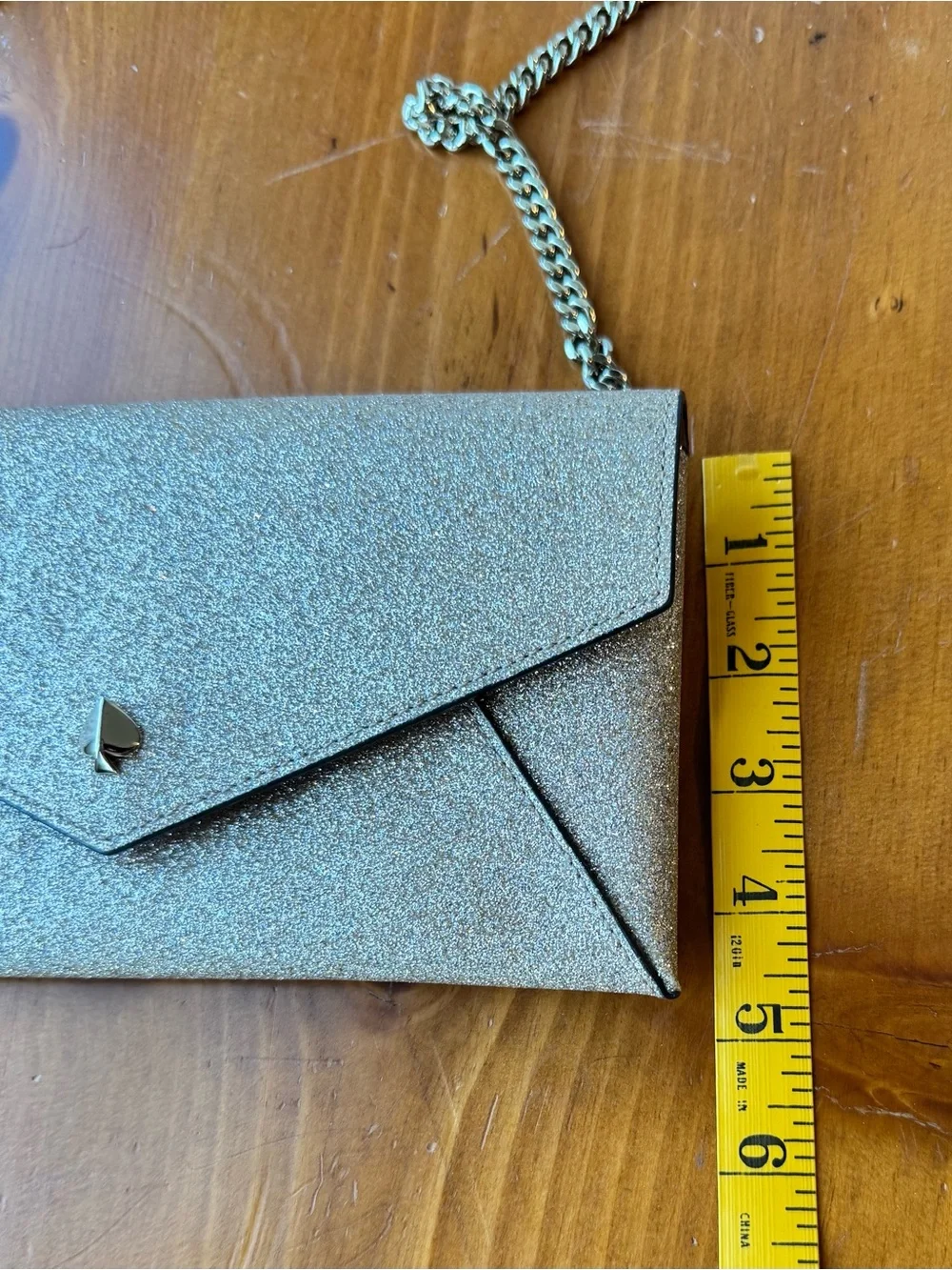 kate spade metallic glitter envelope clutch and card holder in gold